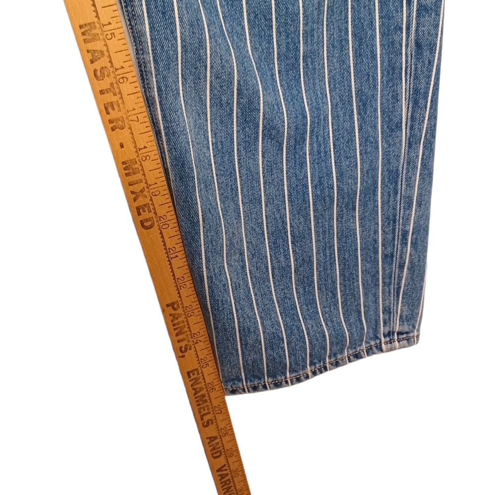 AEO AMERICAN EAGLE Mom Jean White Stripe Print Boho Blue Jeans 16 - Picture 8 of 9